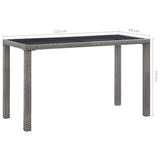 Garden Table Anthracite 123x60x74 cm Poly Rattan - 45-Degree Angle