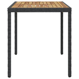 Garden Table Black and Brown 123x60x74 cm Solid Acacia Wood - Side View
