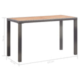 Garden Table Anthracite and Brown 123x60x74 cm Solid Acacia Wood - Rear View