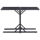 Garden Table Black 110x53x72 cm Glass and Poly Rattan - Front View