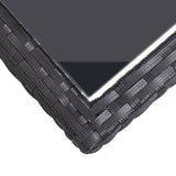 Garden Table Black 110x53x72 cm Glass and Poly Rattan - 45-Degree Angle