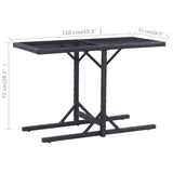 Garden Table Black 110x53x72 cm Glass and Poly Rattan - Rear View