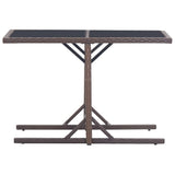 Garden Table Brown 110x53x72 cm and Poly Rattan - Front View