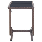 Garden Table Brown 110x53x72 cm and Poly Rattan - Side View