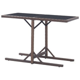 Garden Table Brown 110x53x72 cm and Poly Rattan - Top-Down View
