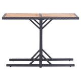 Garden Table Black Solid Acacia Wood and Poly Rattan - Front View