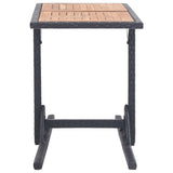 Garden Table Black Solid Acacia Wood and Poly Rattan - Side View