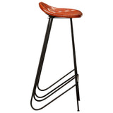 5 Piece Bar Set Solid Wood Reclaimed and Real Leather - Low Angle