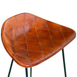 5 Piece Bar Set Solid Wood Reclaimed and Real Leather - Extra Image