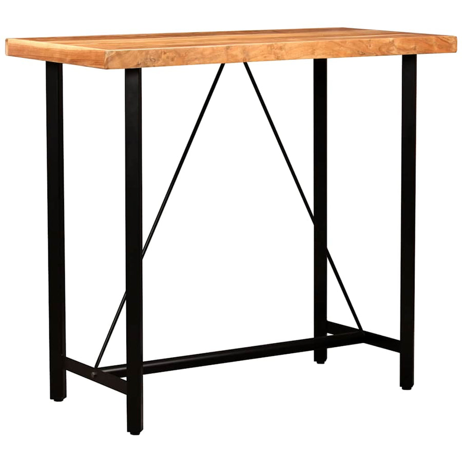 5 Piece Bar Set Solid Wood and Real Leather