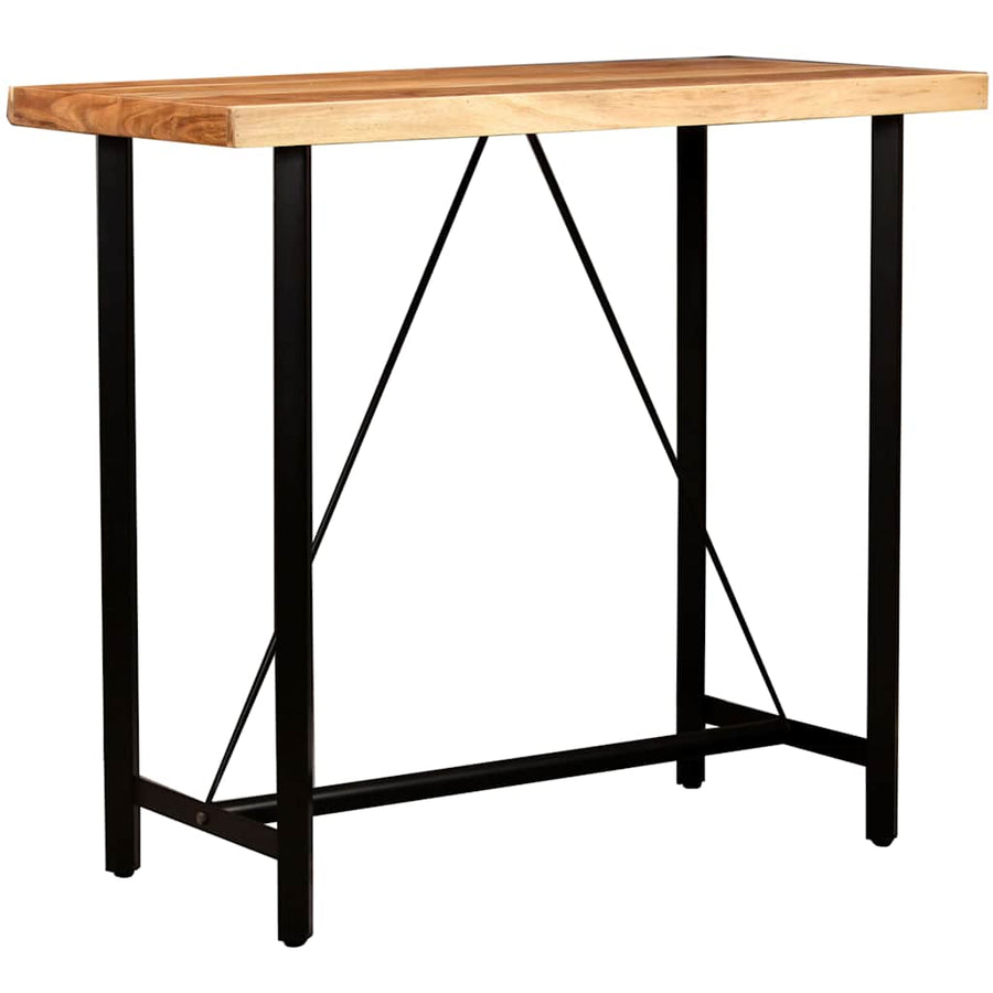 5 Piece Bar Set Solid Wood and Real Leather