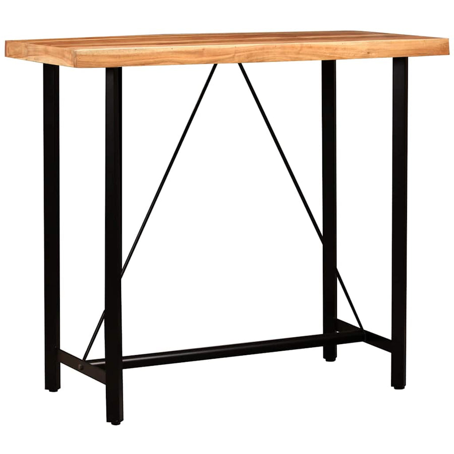 5 Piece Bar Set Solid Wood and Real Leather