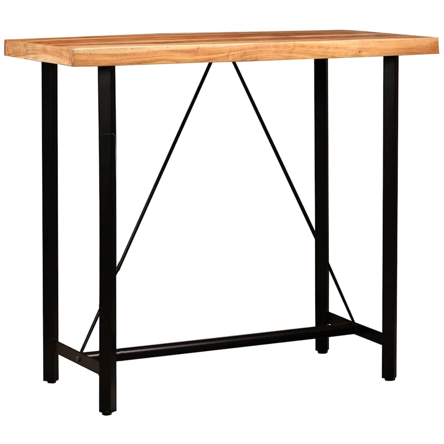 5 Piece Bar Set Solid Wood and Real Leather
