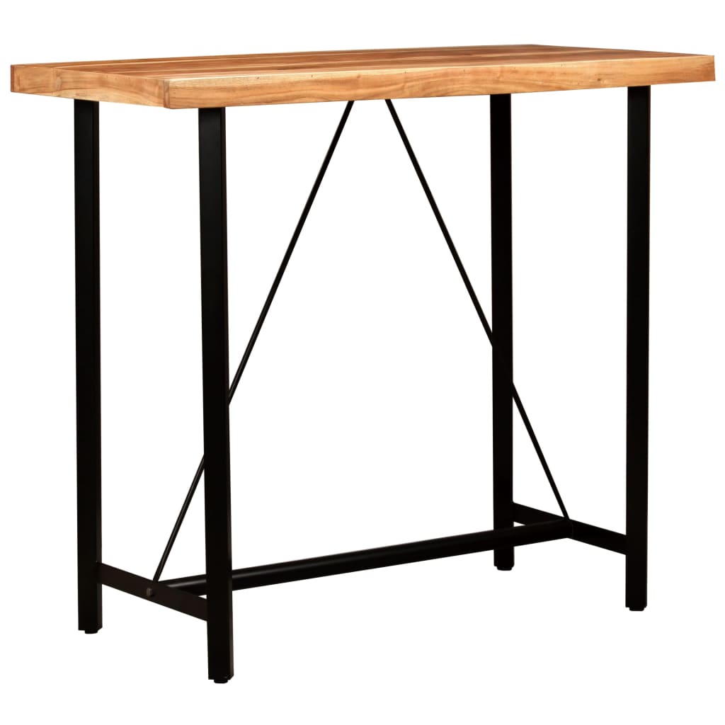 5 Piece Bar Set Solid Wood and Real Leather