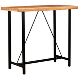 5 Piece Bar Set Solid Wood and Real Leather