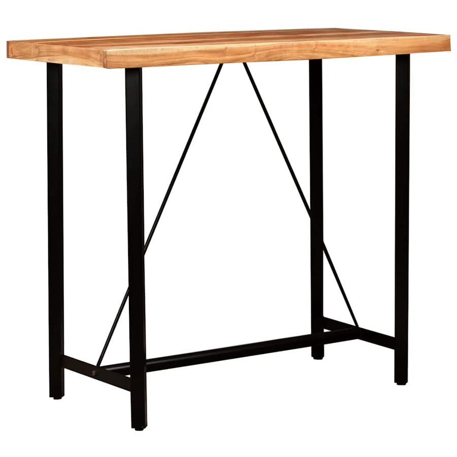 5 Piece Bar Set Solid Wood and Real Leather