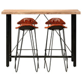 5 Piece Bar Set Solid Wood and Real Leather