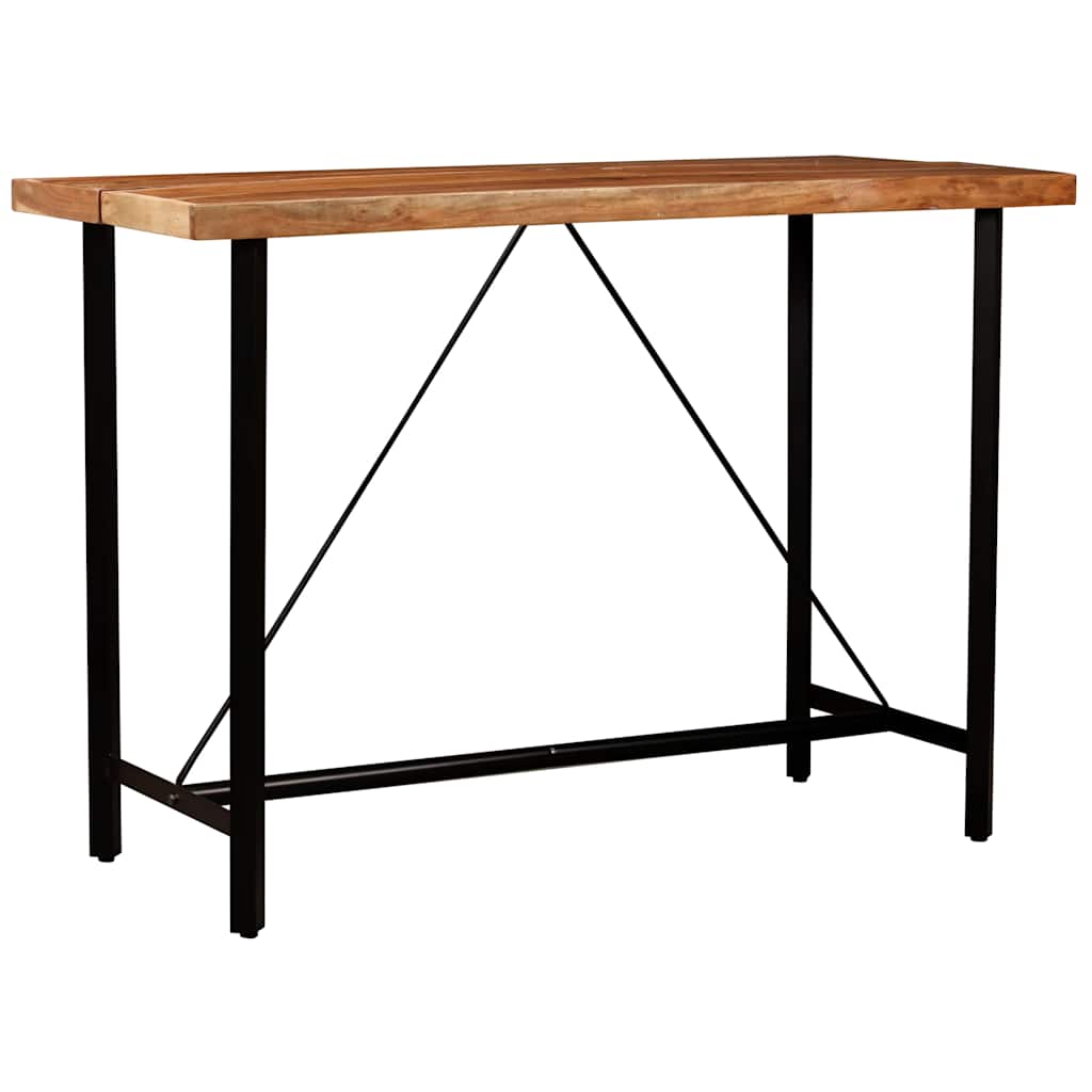 5 Piece Bar Set Solid Wood and Real Leather