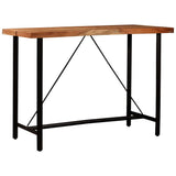 5 Piece Bar Set Solid Wood and Real Leather - Close-Up Angle