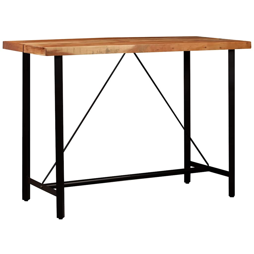 5 Piece Bar Set Solid Wood and Real Leather