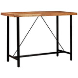 5 Piece Bar Set Solid Wood and Real Leather