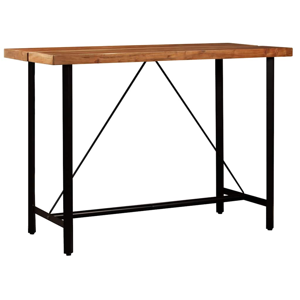 5 Piece Bar Set Solid Wood and Real Leather