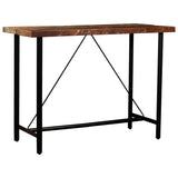 5 Piece Bar Set Solid Reclaimed Wood and Real Leather