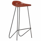 5 Piece Bar Set Solid Reclaimed Wood and Real Leather