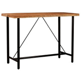 7 Piece Bar Set Solid Wood and Real Leather - Top-Down View