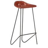 7 Piece Bar Set Solid Wood and Real Leather
