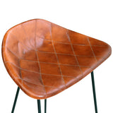 7 Piece Bar Set Solid Wood and Real Leather