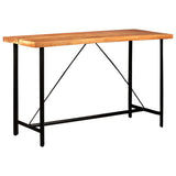 7 Piece Bar Set Solid Wood Acacia and Real Leather