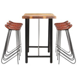 7 Piece Bar Set Solid Wood Reclaimed and Real Leather
