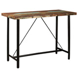 7 Piece Bar Set Solid Wood Reclaimed and Real Leather