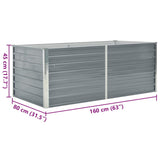 Raised Garden Bed 160x80x45 cm Galvanised Steel Grey - Close-Up Angle