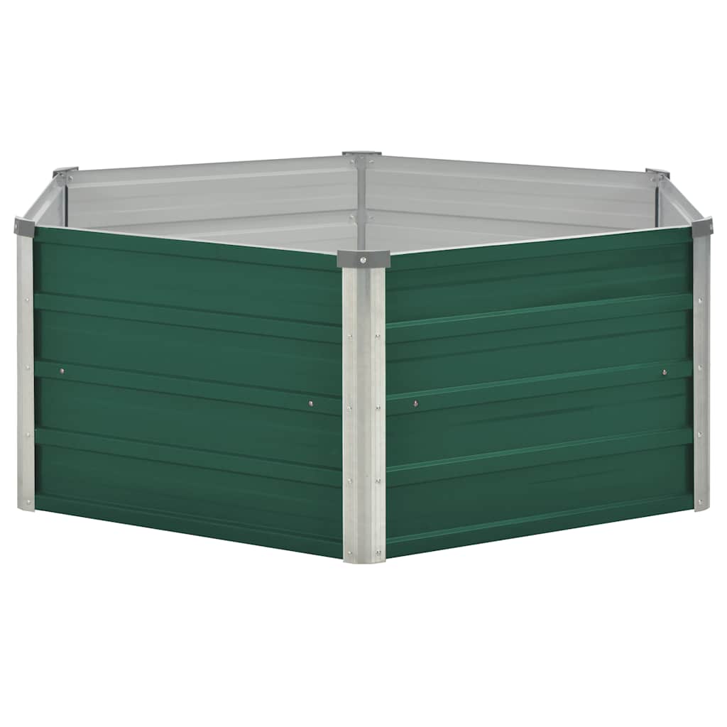 Raised Garden Bed 129x129x45 cm Galvanised Steel Green