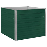 Raised Garden Bed 100x100x77 cm Galvanised Steel Green - Front View