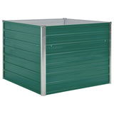 Raised Garden Bed 100x100x77 cm Galvanised Steel Green - Side View