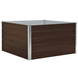 Raised Garden Bed 100x100x45 cm Galvanised Steel Brown - Front View