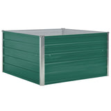 Raised Garden Bed 100x100x45 cm Galvanised Steel Green - Front View