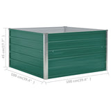 Raised Garden Bed 100x100x45 cm Galvanised Steel Green - Rear View