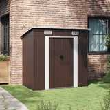 Garden Storage Shed Brown 194x121x181 cm Steel - Side View