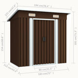 Garden Storage Shed Brown 194x121x181 cm Steel - Low Angle