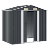 Garden Storage Shed Anthracite Steel 204x132x186 cm - Top-Down View