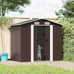 Garden Storage Shed Brown 204x132x186 cm Steel