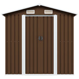 Garden Storage Shed Brown 204x132x186 cm Steel - Front View