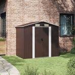 Garden Storage Shed Brown 204x132x186 cm Steel