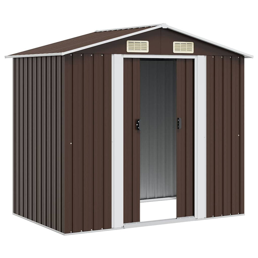 Garden Storage Shed Brown 204x132x186 cm Steel