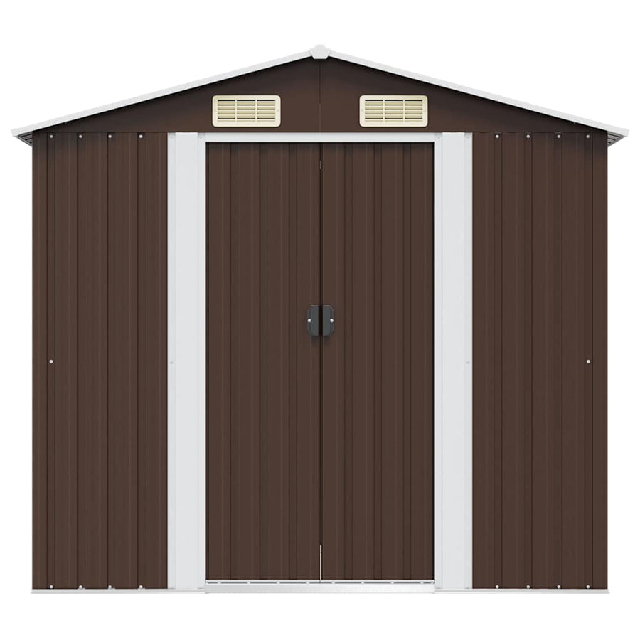 Garden Storage Shed Brown 204x132x186 cm Steel