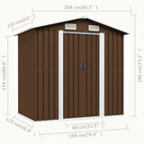 Garden Storage Shed Brown 204x132x186 cm Steel - Low Angle